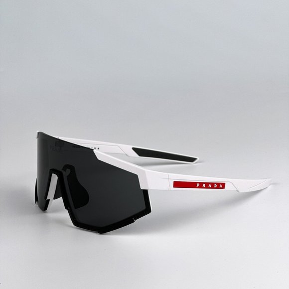 Prada PS04WSF TWK06F Sunglasses White Rubber Dark Grey Rectangle Unisex - Picture 9 of 12